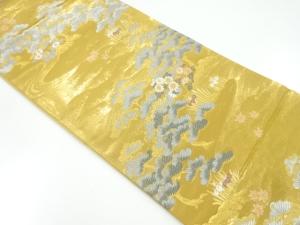 未使用品　松に草花模様織出し袋帯